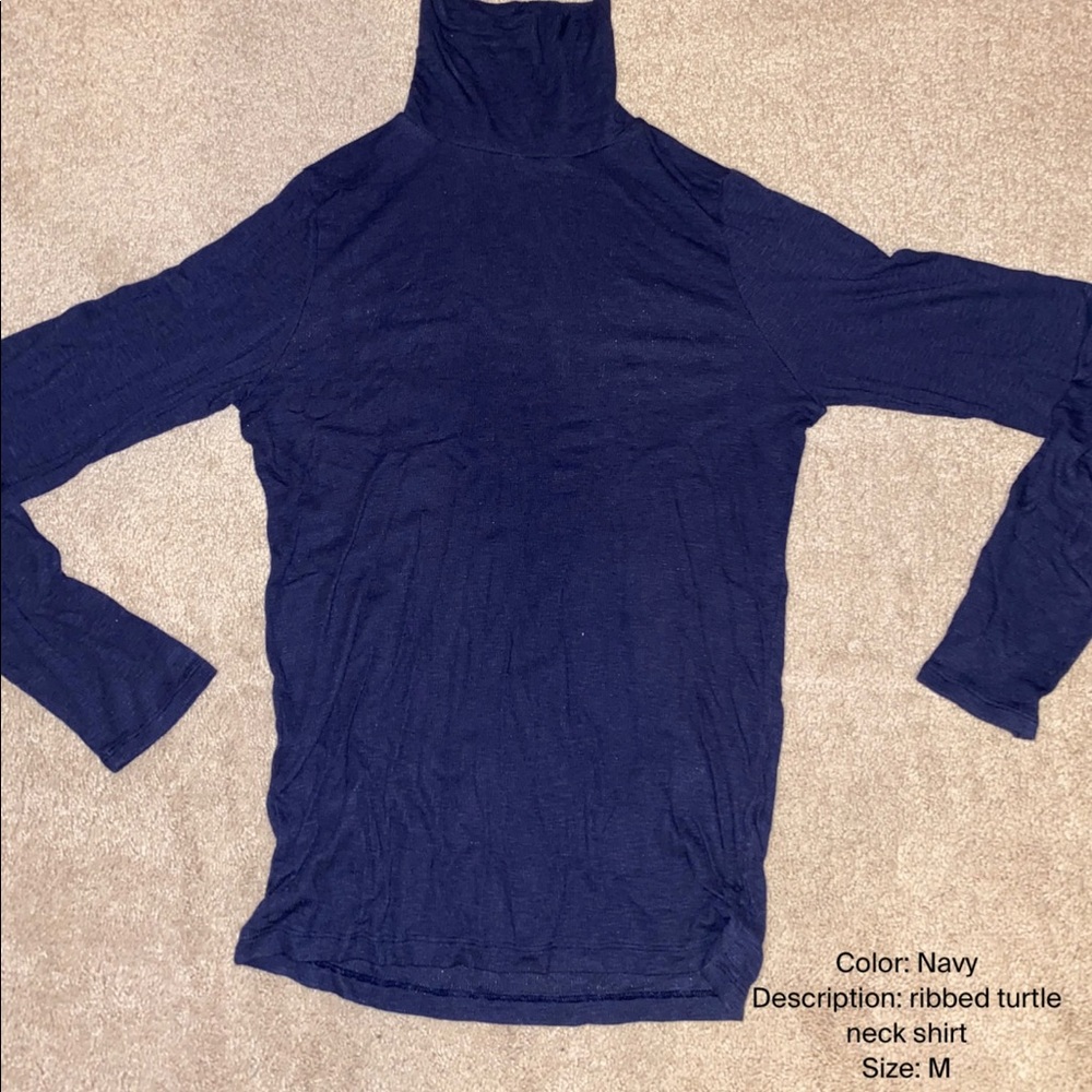 Navy, ribbed turtle neck - Aerie